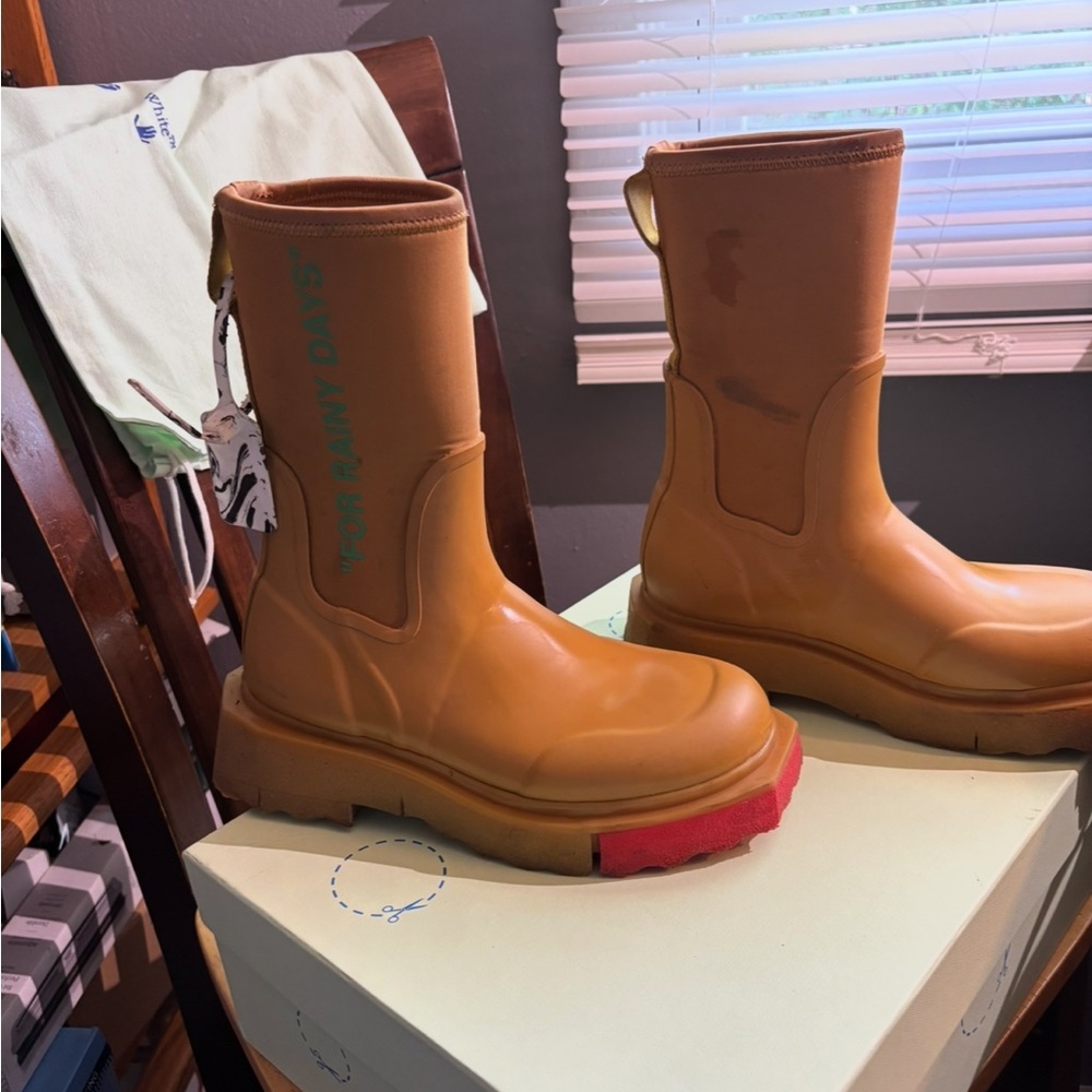 Off-White Tan Winter & Rain Boots